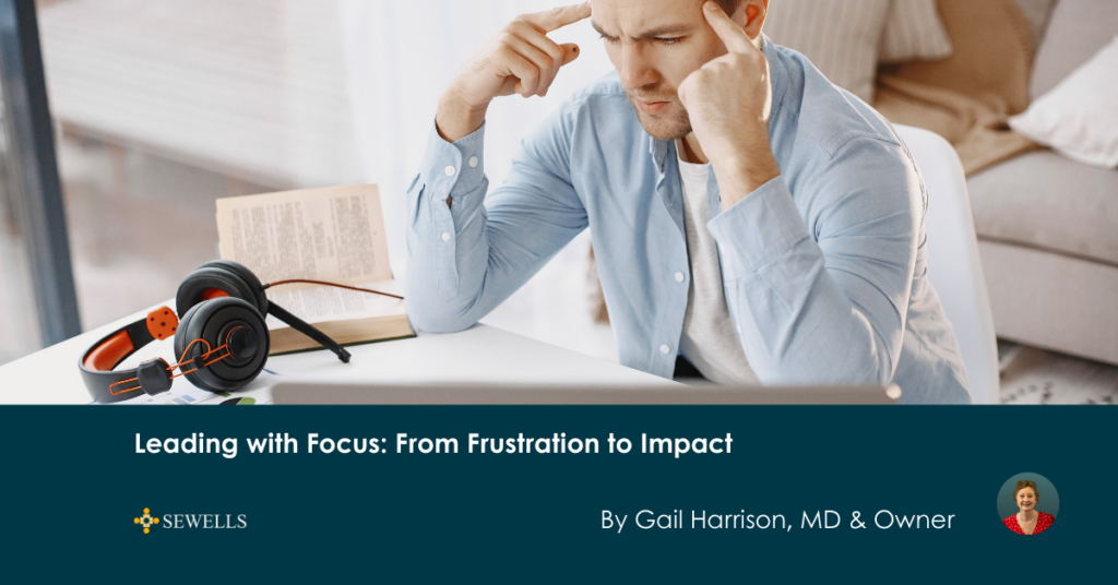 Title image a man looking frustrated with lots of different sources of information surrounding him